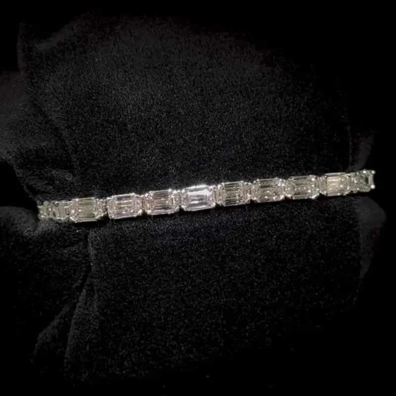 Moissanite Tennis Chain VVS Emerald Moissanite Iced Out Hiphop Bracelet 925 Silver Dazzling Tennis Bracelet