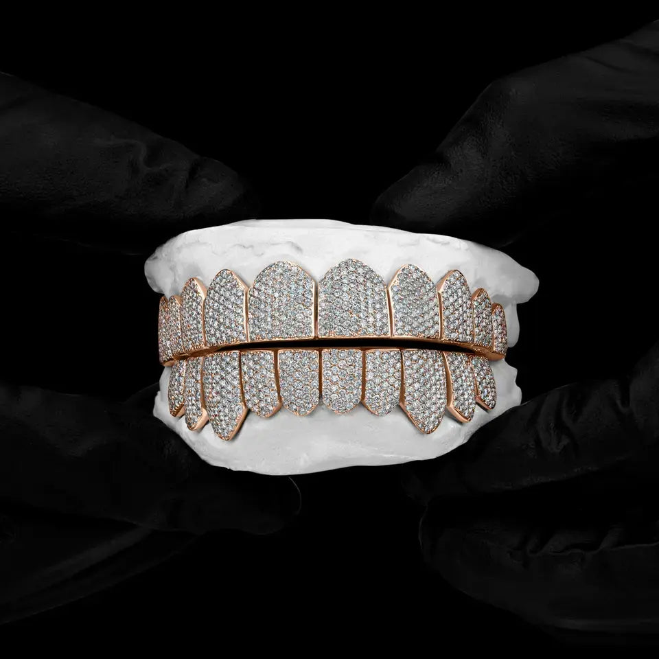 Buss Down Hiphop Jewelry 925 Sterling Silver Custom Diamond Grillz for Teeth Iced Out VVS Blue Moissanite Grillz