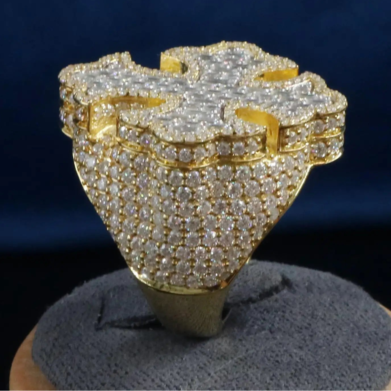 Gold VVS Baguette Cross Ring