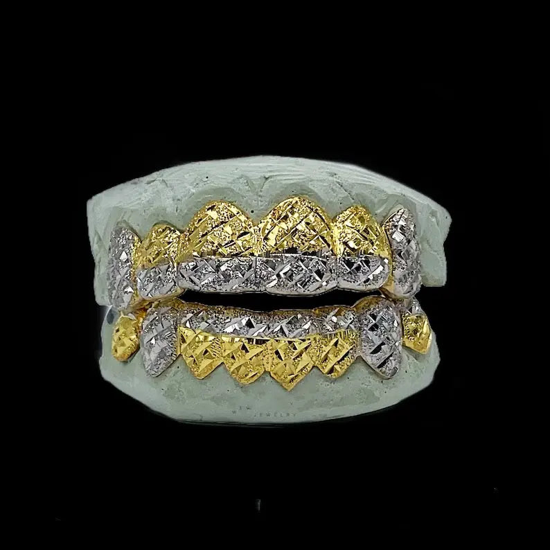 Two-Tone Diamond Cut Grillz