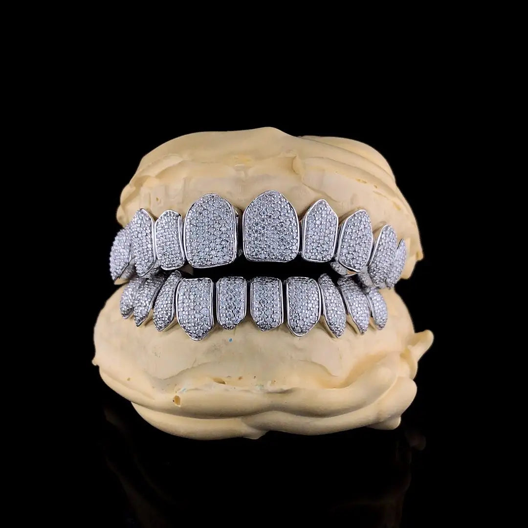 Buss Down Hiphop Jewelry 925 Sterling Silver Custom Diamond Grillz for Teeth Iced Out VVS Blue Moissanite Grillz