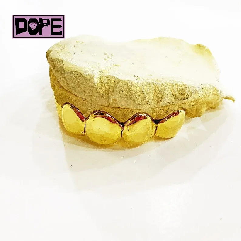 Fine Jewelry Hip Hop Custom Grillz 14k 18k Gold Plating Plain Solid 925 Sterling Silver Teeth Grillz