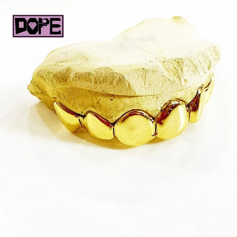 Fine Jewelry Hip Hop Custom Grillz 14k 18k Gold Plating Plain Solid 925 Sterling Silver Teeth Grillz