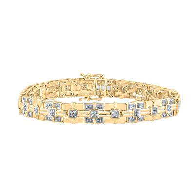 10K YELLOW GOLD ROUND DIAMOND LINK BRACELET 5/8 CTTW