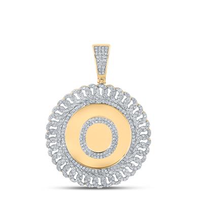 10K YELLOW GOLD ROUND DIAMOND O LETTER CHARM PENDANT 1-1/5 CTTW