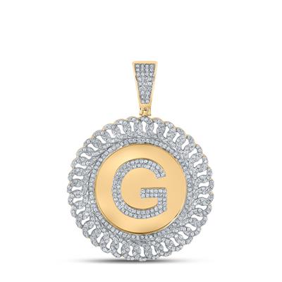 10K YELLOW GOLD ROUND DIAMOND G LETTER CHARM PENDANT 1-1/4 CTTW