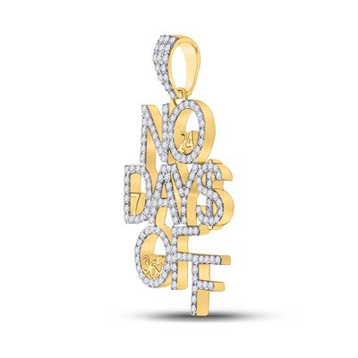 10K YELLOW GOLD ROUND DIAMOND NO DAYS OFF 24 7 365 CHARM PENDANT 2 CTTW