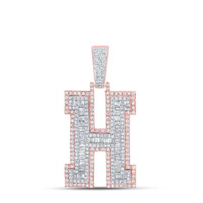2CTW-DIA MENS INITIAL ""H"" PENDANT