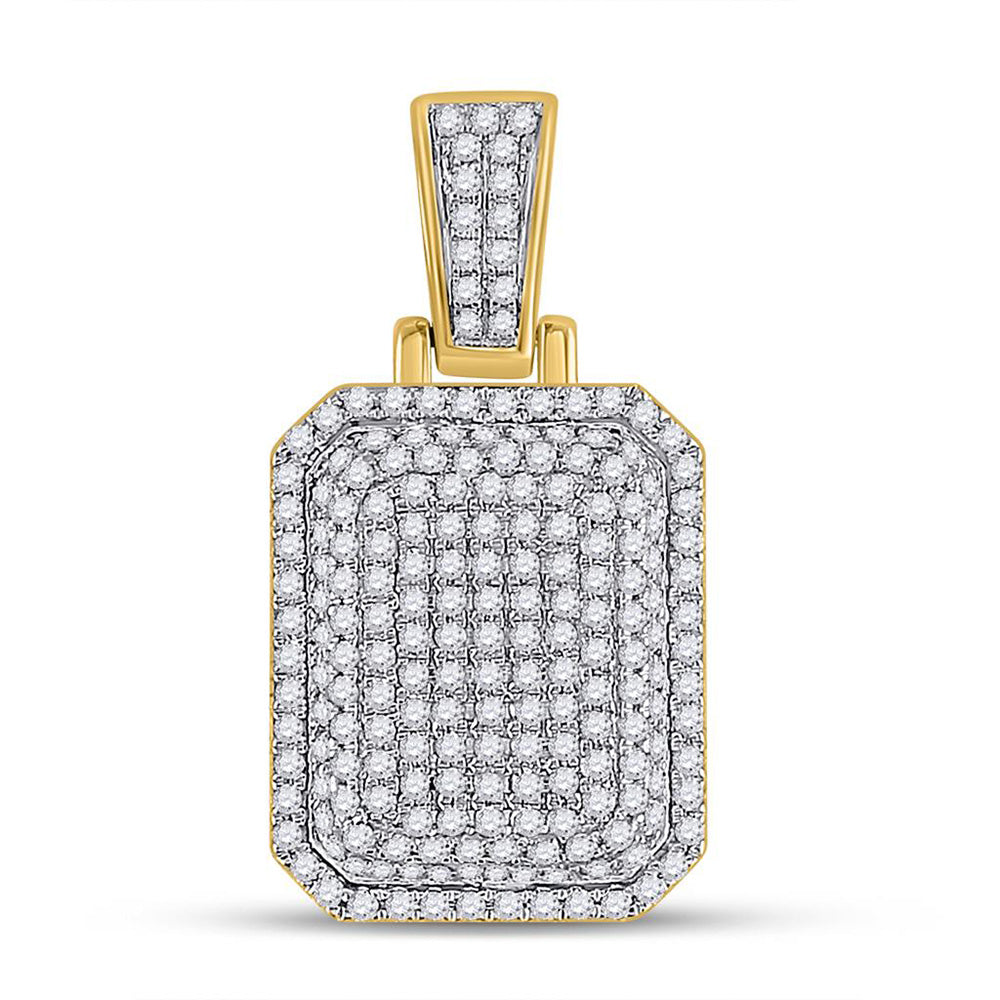 10K YELLOW GOLD ROUND DIAMOND DOG TAG CHARM PENDANT 5/8 CTTW