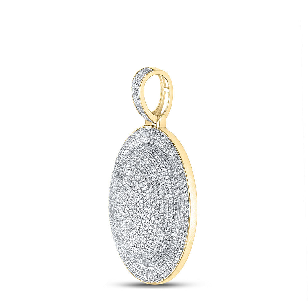 10K YELLOW GOLD ROUND DIAMOND CIRCLE CHARM PENDANT 2-7/8 CTTW