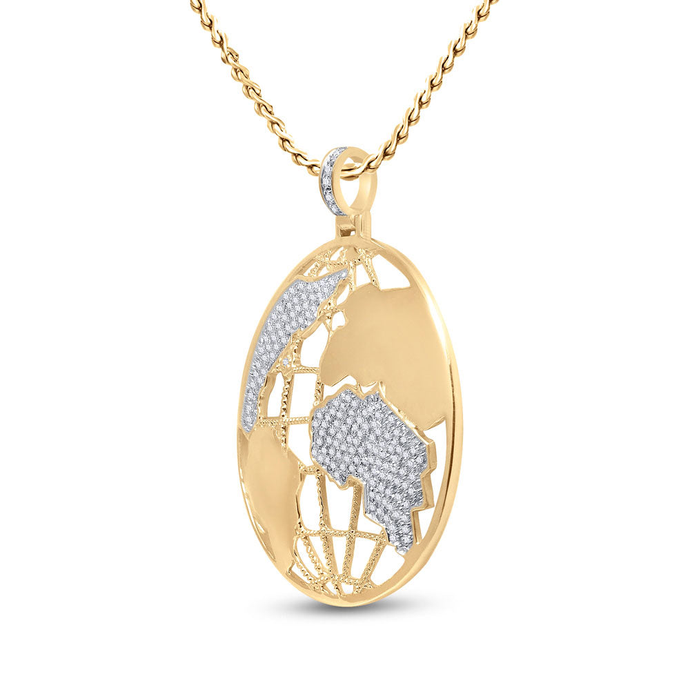 10K YELLOW GOLD ROUND DIAMOND GLOBE WORLD CHARM PENDANT 5/8 CTTW