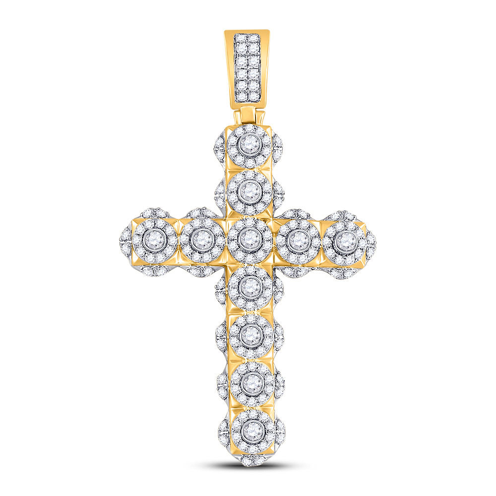 14K YELLOW GOLD ROUND DIAMOND STUDDED CHARM PENDANT 2 CTTW
