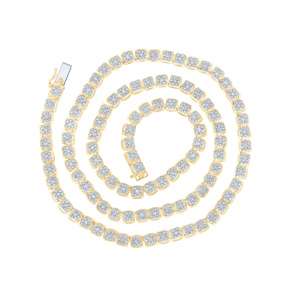 10K YELLOW GOLD ROUND DIAMOND TENNIS STUDDED NECKLACE 8-1/2 CTTW
