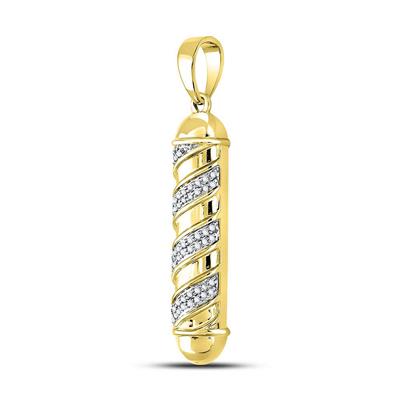 10K YELLOW GOLD ROUND DIAMOND BARBER POLE CHARM PENDANT 1/8 CTTW