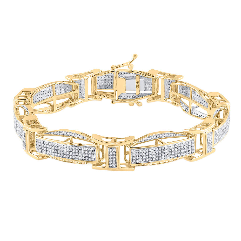 10K YELLOW GOLD ROUND DIAMOND LINK BRACELET 2-1/4 CTTW