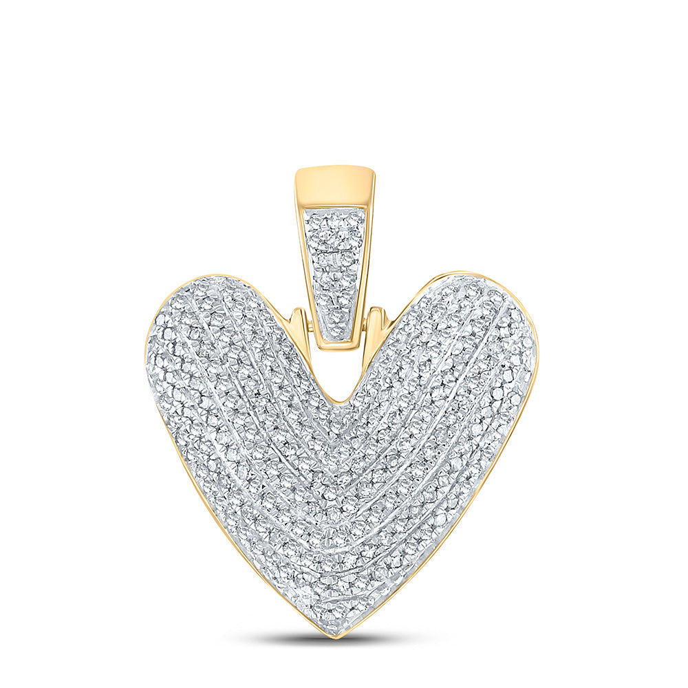 10K YELLOW GOLD ROUND DIAMOND BUBBLE V LETTER CHARM PENDANT 5/8 CTTW