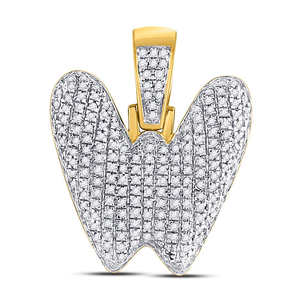 10K YELLOW GOLD ROUND DIAMOND BUBBLE W LETTER CHARM PENDANT 1/2 CTTW