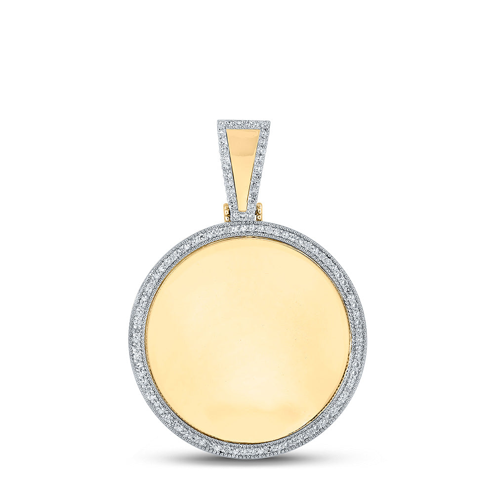 10K YELLOW GOLD ROUND DIAMOND CIRCLE PICTURE MEMORY PENDANT 5/8 CTTW