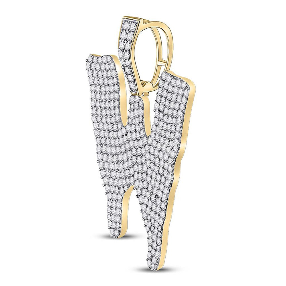 10K YELLOW GOLD ROUND DIAMOND DRIPPING W LETTER CHARM PENDANT 3 CTTW