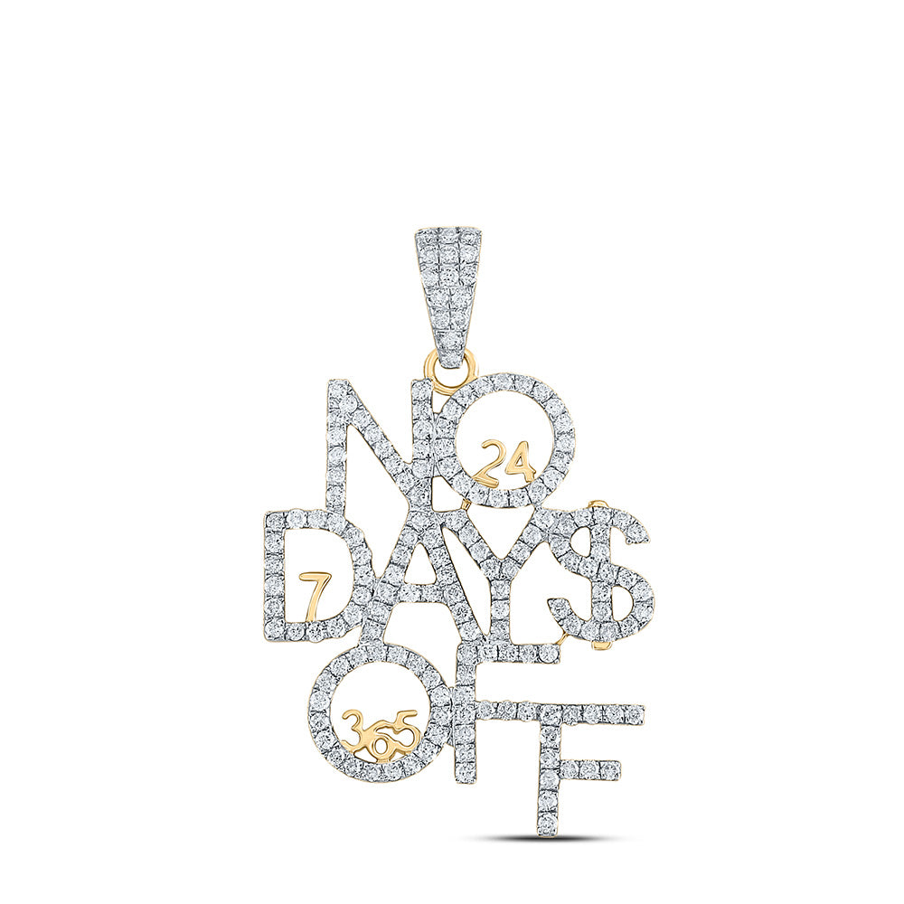 10K YELLOW GOLD ROUND DIAMOND NO DAYS OFF 24 7 365 CHARM PENDANT 2 CTTW