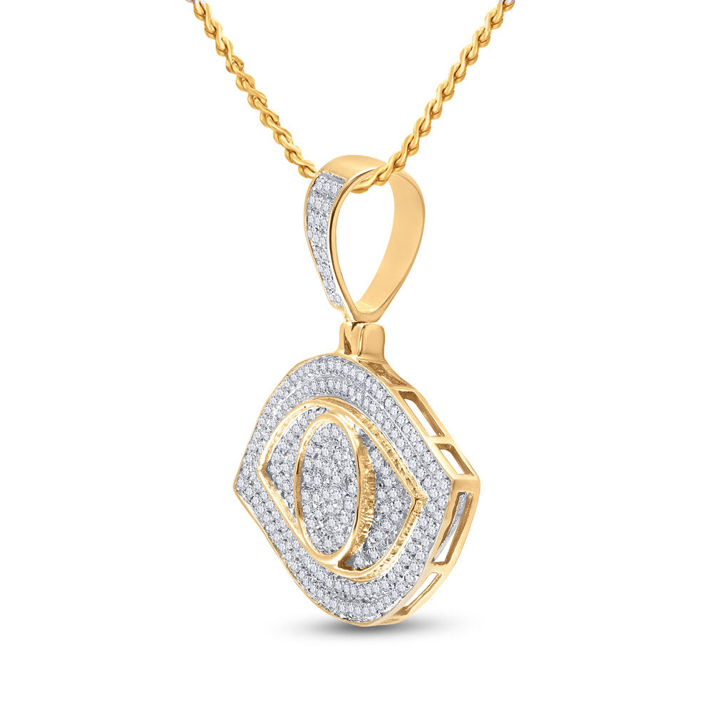 10K YELLOW GOLD ROUND DIAMOND ALL SEEING EYE CHARM PENDANT 5/8 CTW