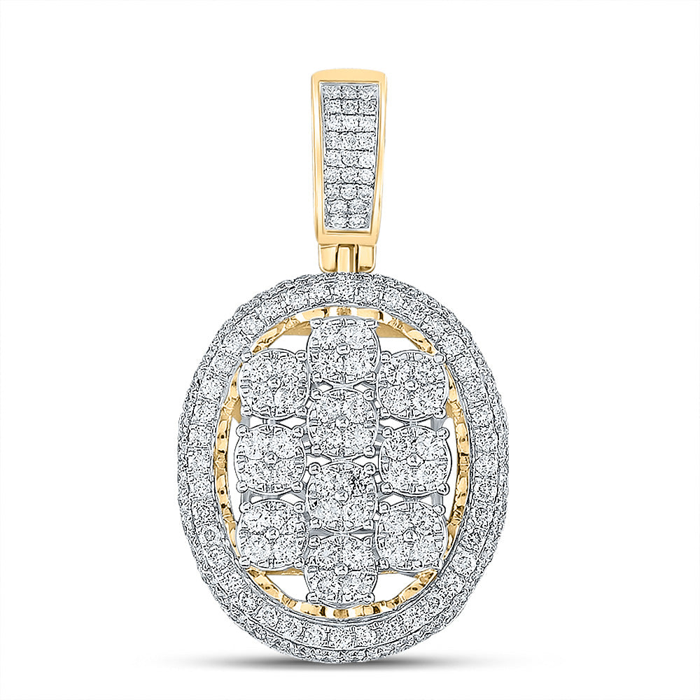10K YELLOW GOLD ROUND DIAMOND OVAL CHARM PENDANT 2 CTTW