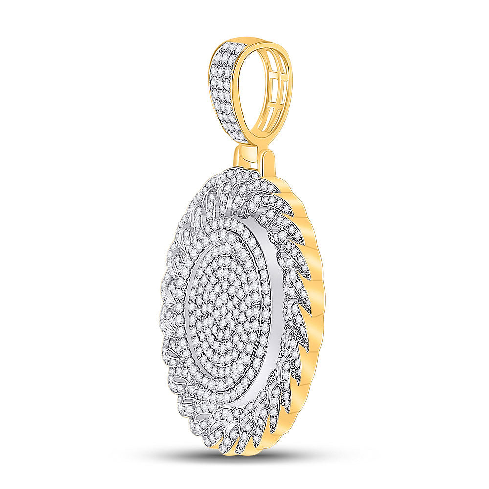 14K YELLOW GOLD ROUND DIAMOND CIRCLE MEDALLION CHARM PENDANT 4-5/8 CTTW