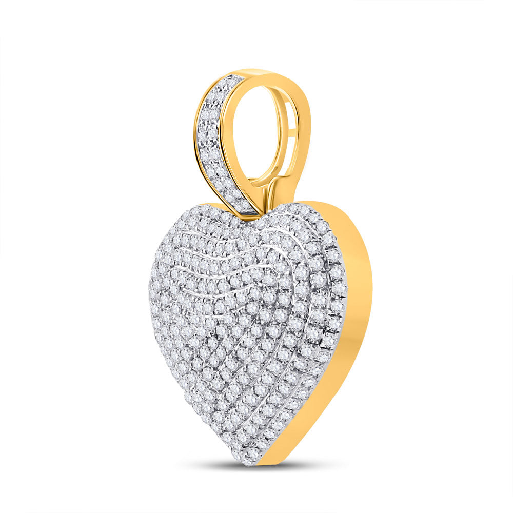 10K YELLOW GOLD ROUND DIAMOND HEART CHARM PENDANT 3/4 CTTW