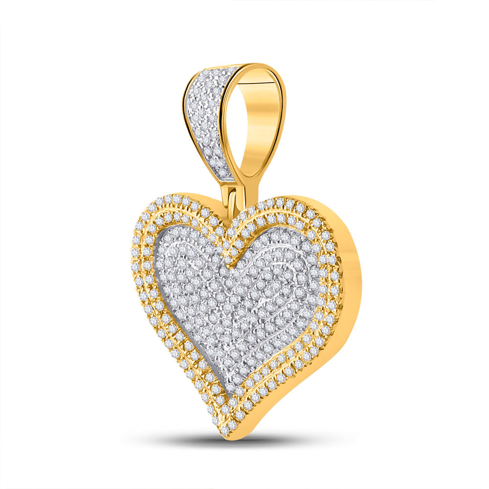 10K YELLOW GOLD ROUND DIAMOND HEART CHARM PENDANT 3/4 CTTW