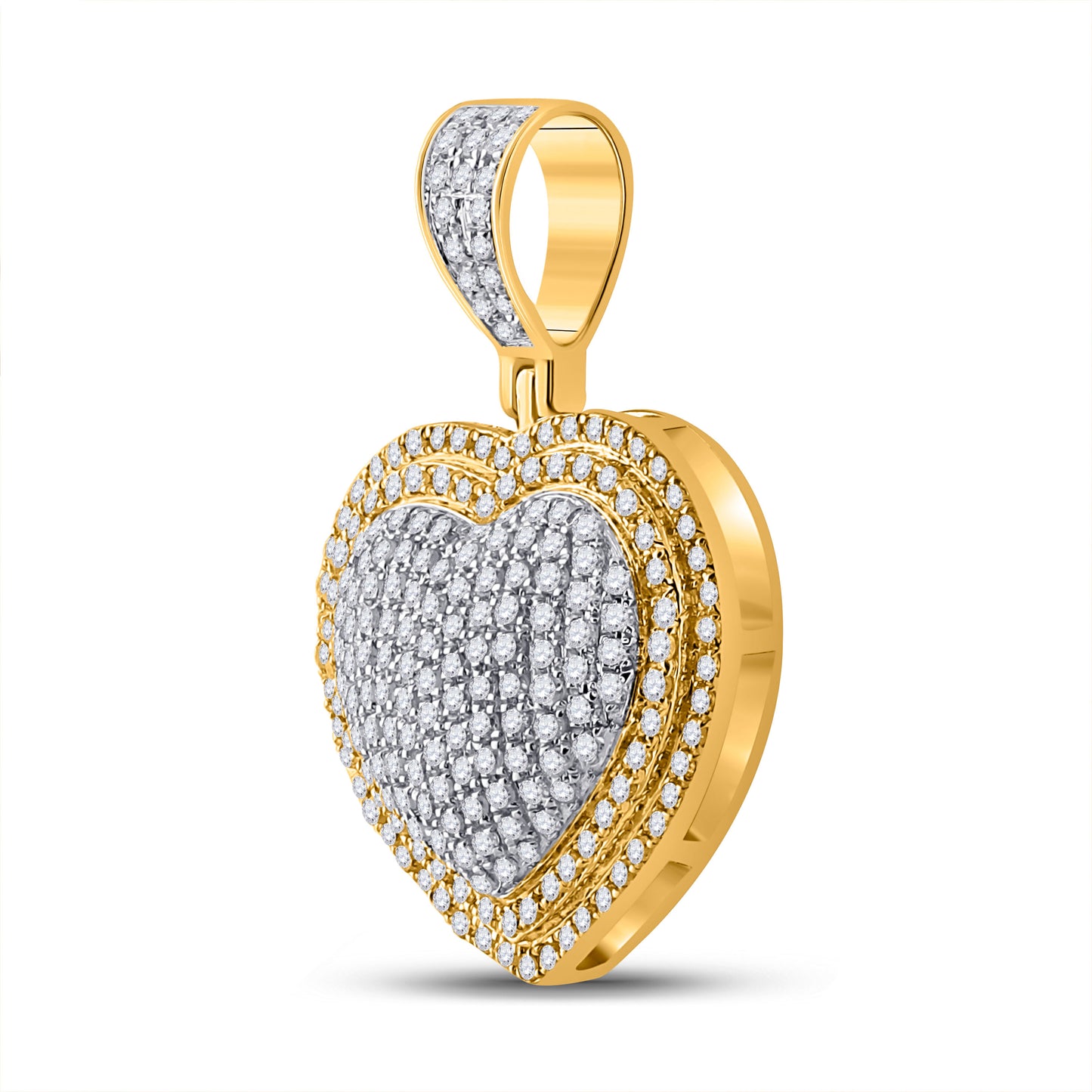 10K YELLOW GOLD ROUND DIAMOND HEART CHARM PENDANT 3/4 CTTW