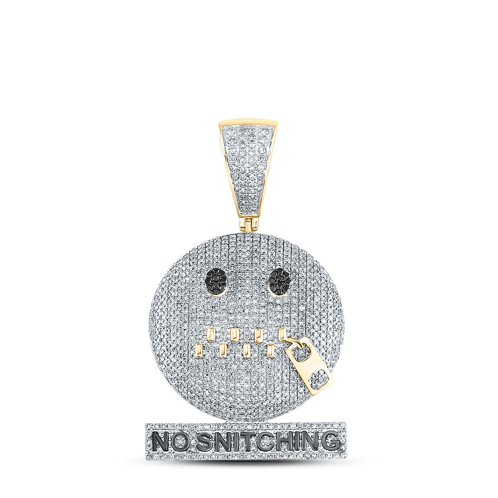 10K YELLOW GOLD ROUND BLACK DIAMOND NO SNITCHING PENDANT 2 CTTW