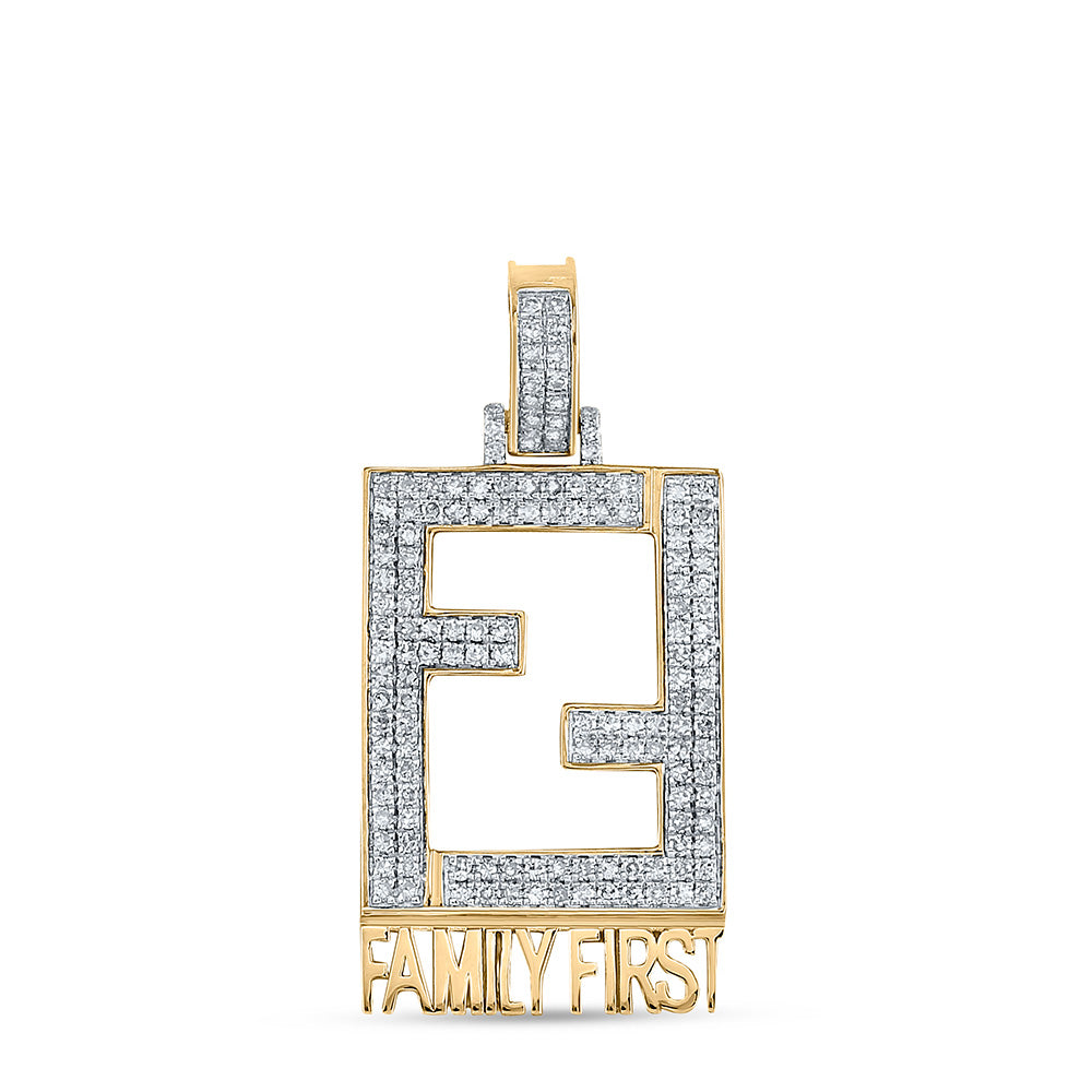 10K YELLOW GOLD ROUND DIAMOND FAMILY FIRST CHARM PENDANT 3/4 CTTW
