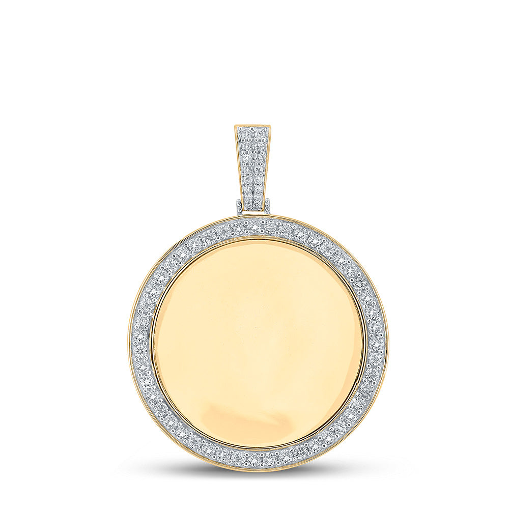 10K YELLOW GOLD ROUND DIAMOND MEMORY CIRCLE CHARM PENDANT 1-3/4 CTTW