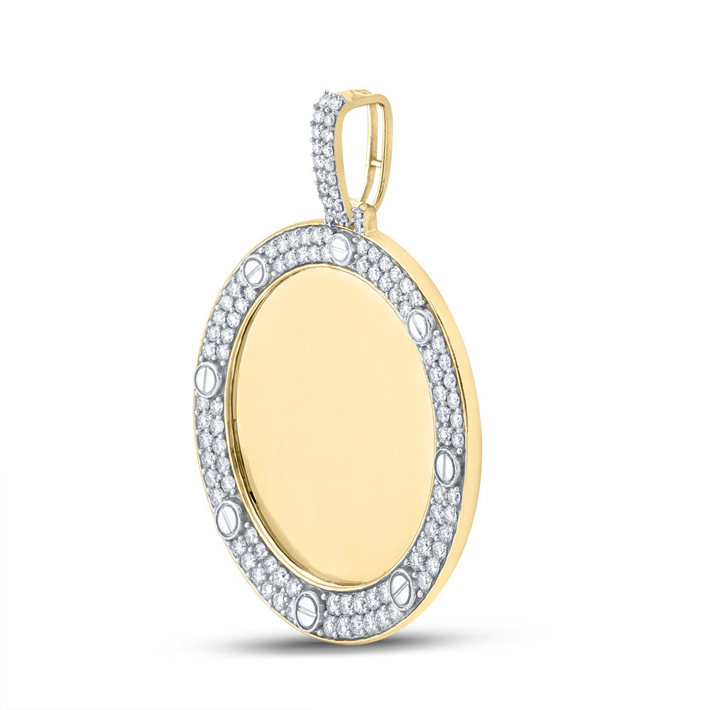 10K YELLOW GOLD ROUND DIAMOND MIRROR CIRCLE CHARM PENDANT 2 CTTW