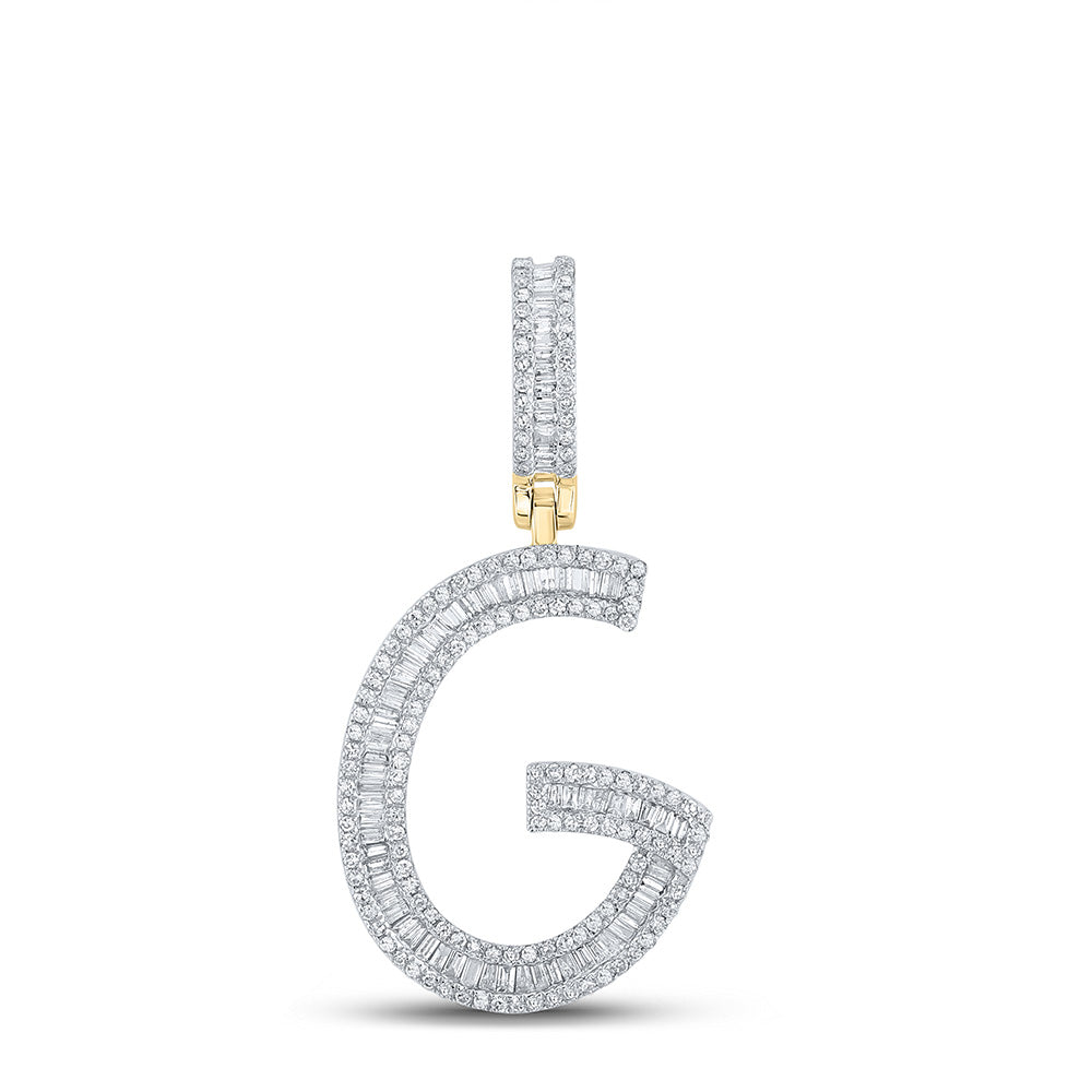 10K YELLOW GOLD BAGUETTE DIAMOND INITIAL G LETTER CHARM PENDANT 3/4 CTTW