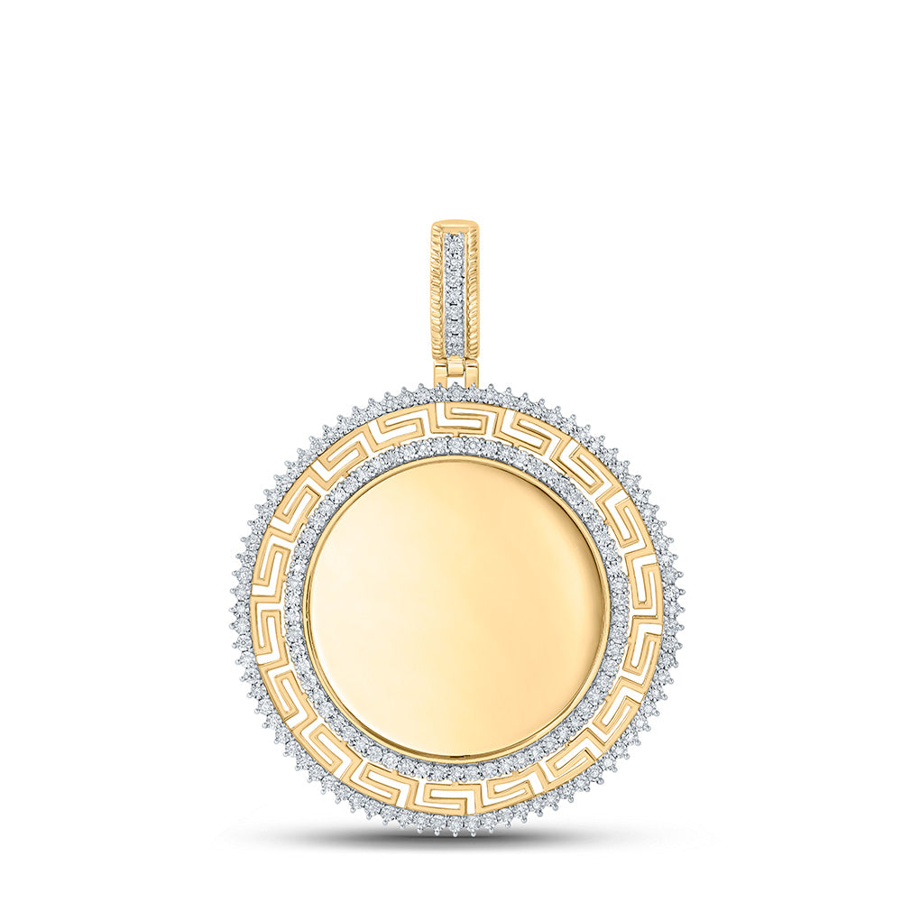 10K YELLOW GOLD ROUND DIAMOND MEMORY CIRCLE CHARM PENDANT 1/2 CTTW