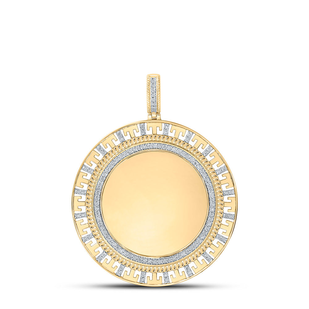 10K YELLOW GOLD ROUND DIAMOND MEMORY CIRCLE CHARM PENDANT 3/8 CTTW