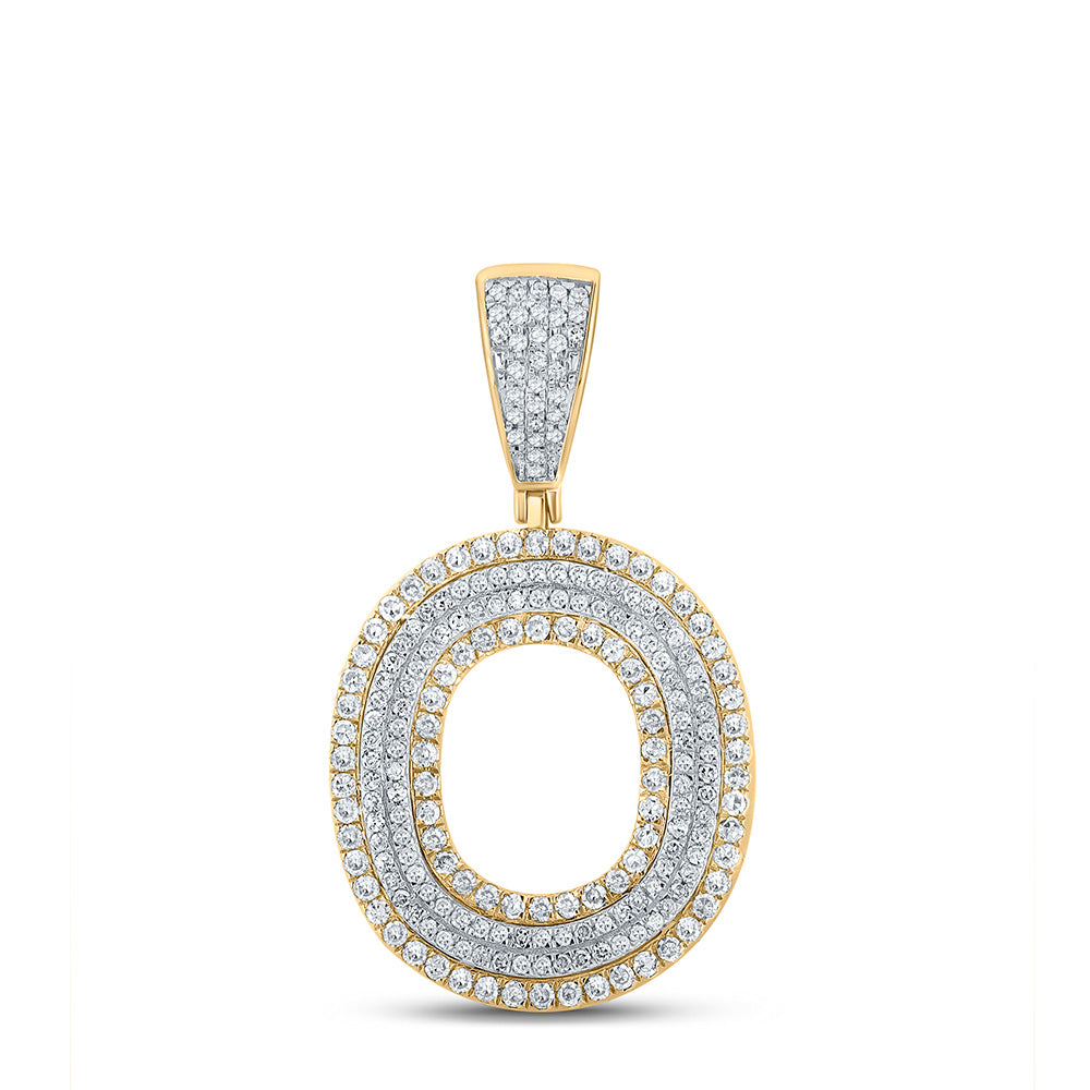 10K TWO-TONE GOLD ROUND DIAMOND INITIAL O LETTER CHARM PENDANT 7/8 CTTW