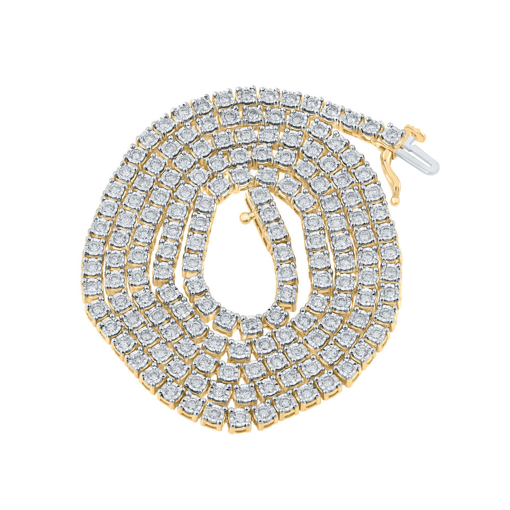 10K YELLOW GOLD ROUND DIAMOND 22-INCH LINK CHAIN NECKLACE 4-1/5 CTTW