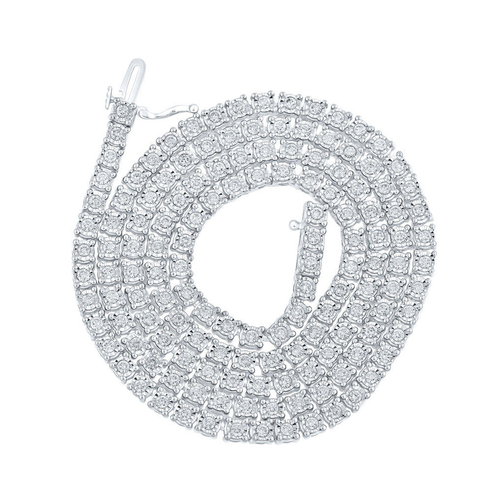 10K WHITE GOLD ROUND DIAMOND 22-INCH LINK CHAIN NECKLACE 4-3/4 CTTW