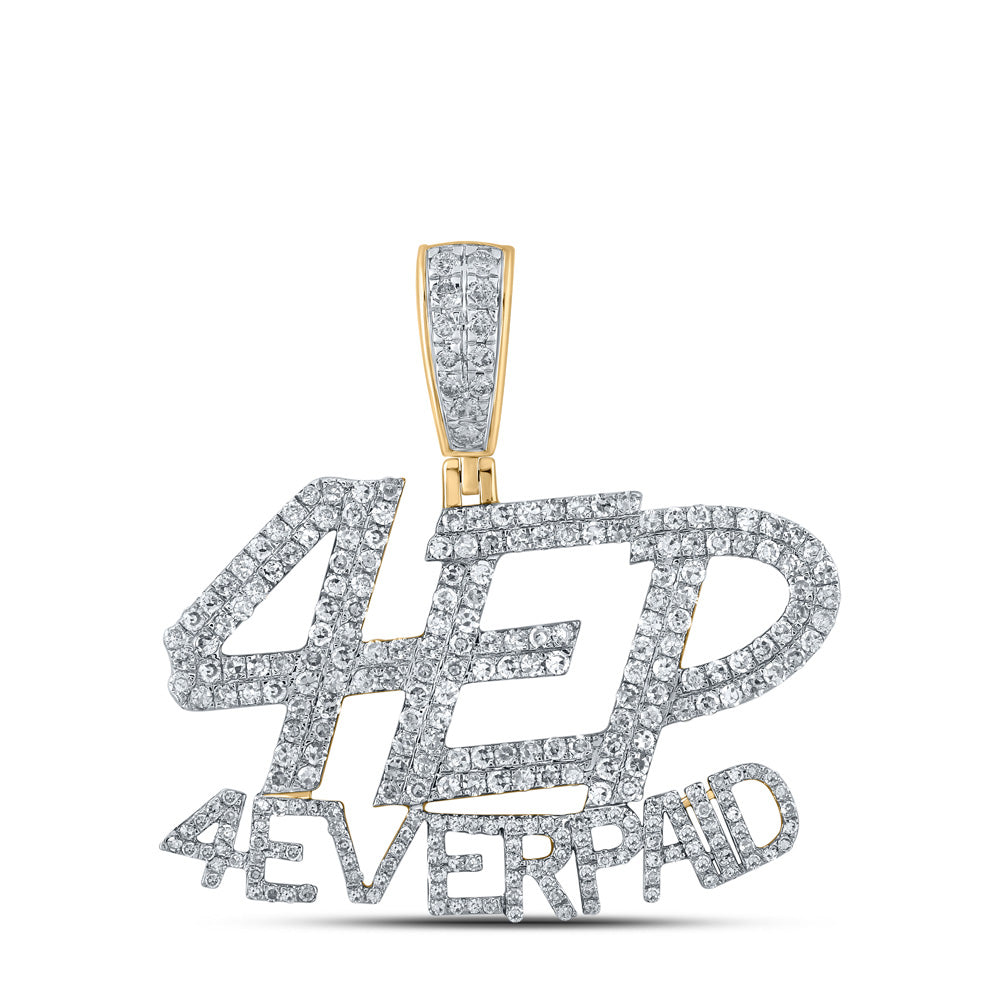 10K YELLOW GOLD ROUND DIAMOND 4 EVER PAID CHARM PENDANT 1-3/4 CTTW