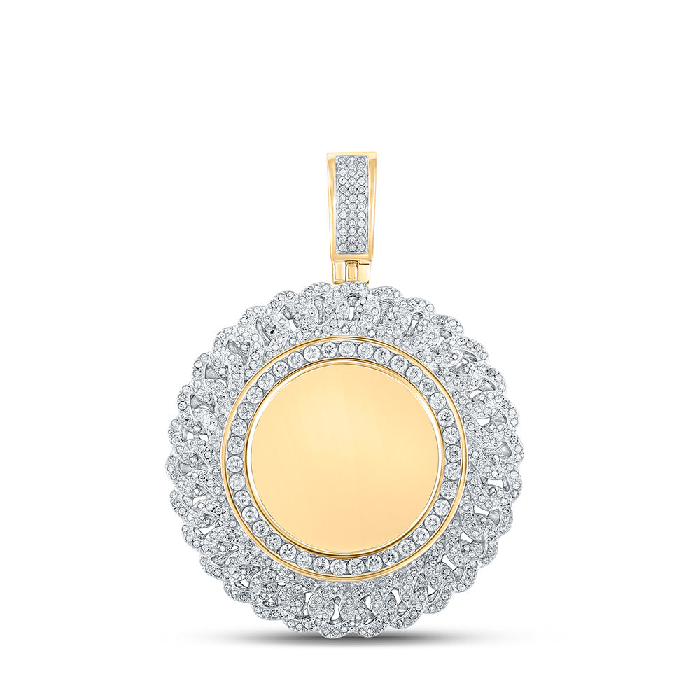 10K YELLOW GOLD ROUND DIAMOND MEMORY CIRCLE CHARM PENDANT 2-1/5 CTTW
