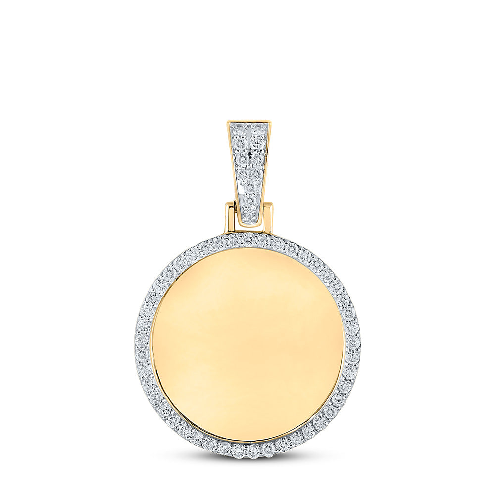 10K YELLOW GOLD ROUND DIAMOND MEMORY CIRCLE CHARM PENDANT 2 CTTW