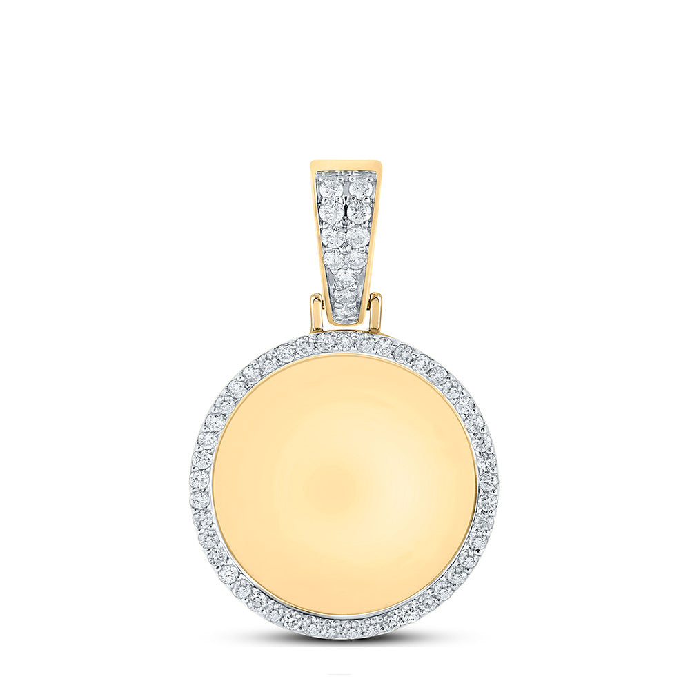10K YELLOW GOLD ROUND DIAMOND MEMORY CIRCLE CHARM PENDANT 1 CTTW