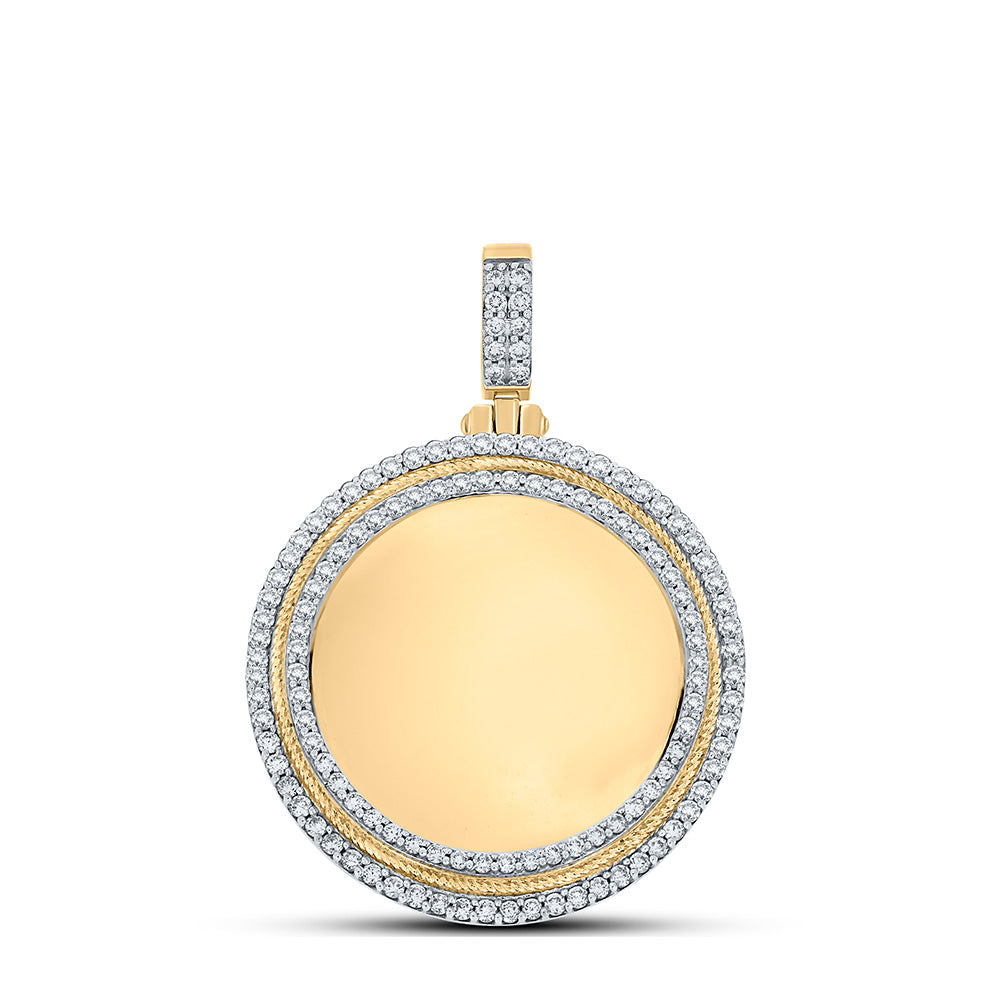 10K YELLOW GOLD ROUND DIAMOND MEMORY CIRCLE CHARM PENDANT 1-7/8 CTTW