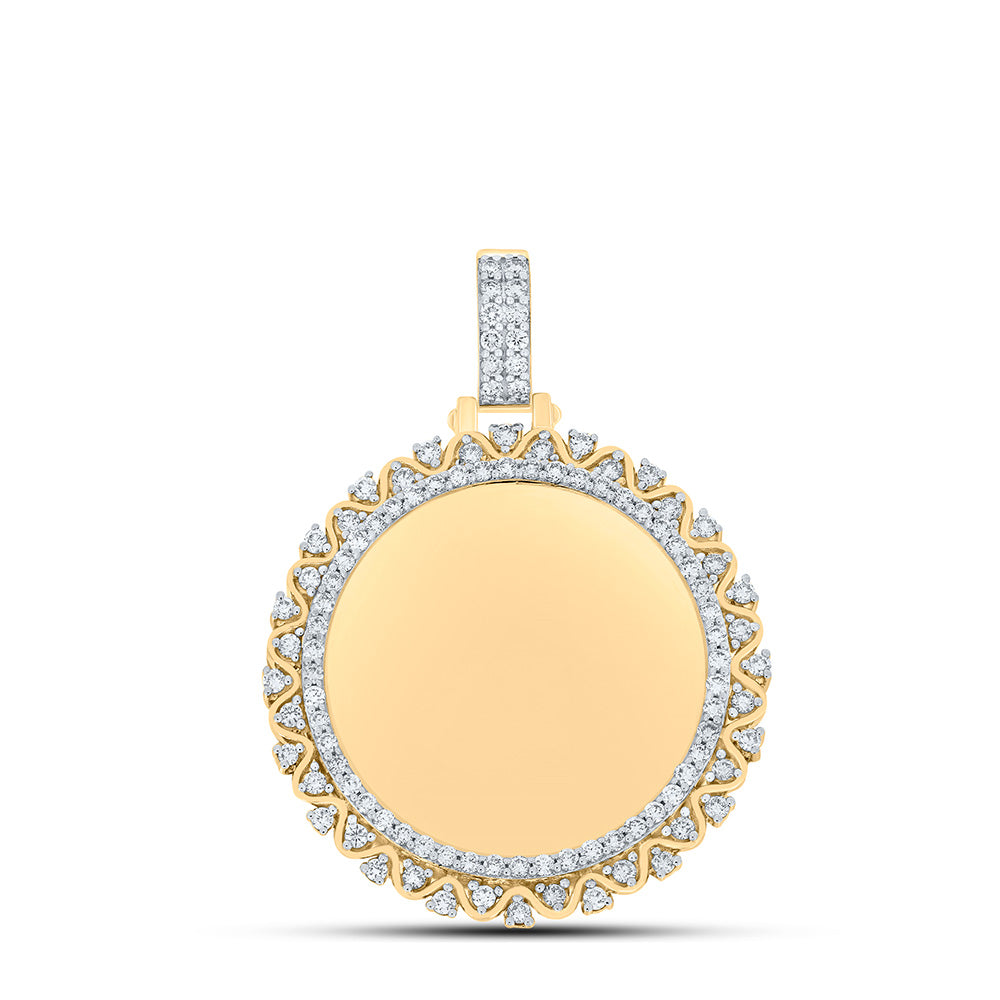 10K YELLOW GOLD ROUND DIAMOND MEMORY CIRCLE CHARM PENDANT 1-7/8 CTTW