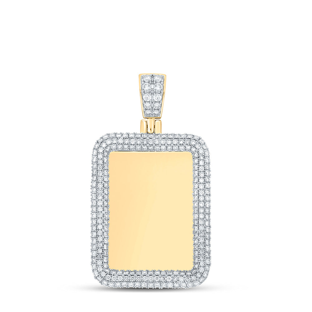 10K YELLOW GOLD ROUND DIAMOND RECTANGLE MEMORY CHARM PENDANT 2-7/8 CTTW