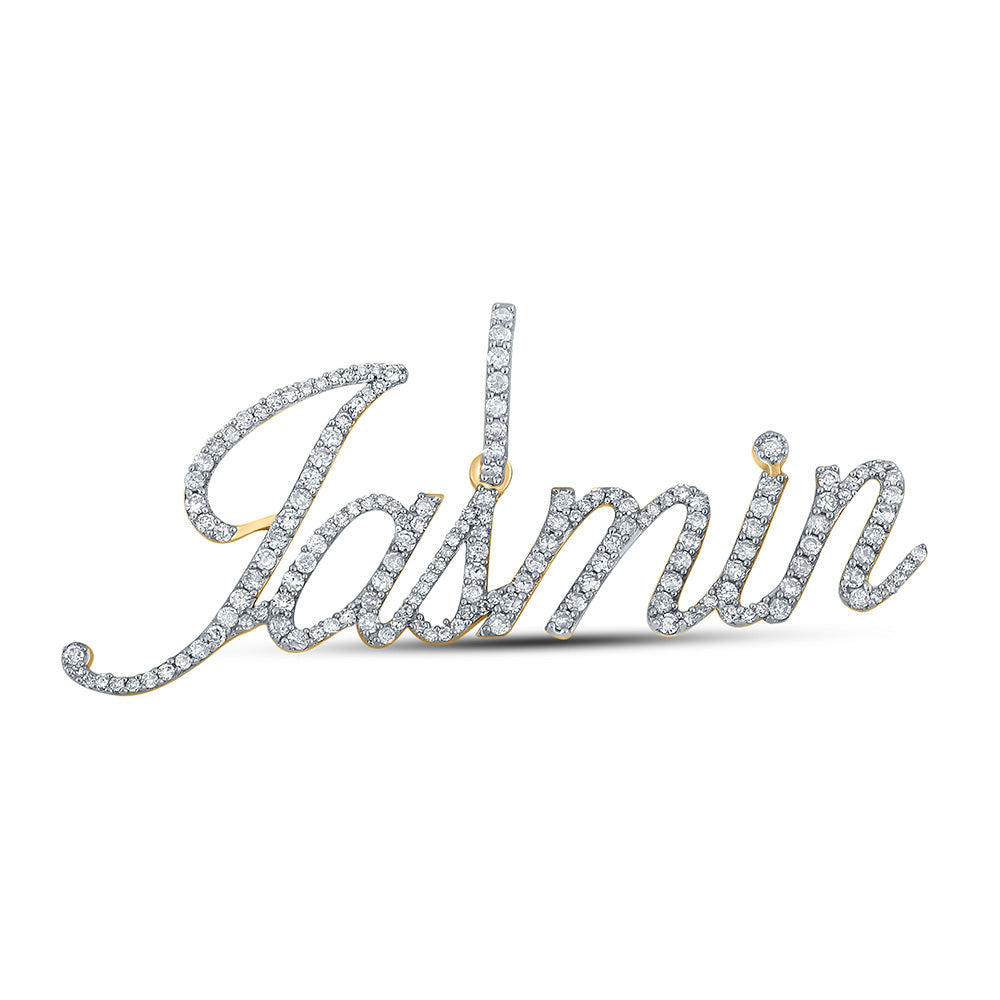 10K YELLOW GOLD ROUND DIAMOND JASMIN CHARM PENDANT 3/4 CTTW