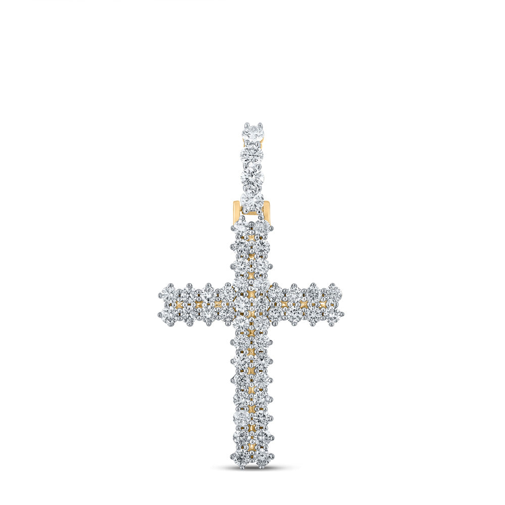 10K YELLOW GOLD ROUND DIAMOND CROSS CHARM PENDANT 2-1/3 CTTW
