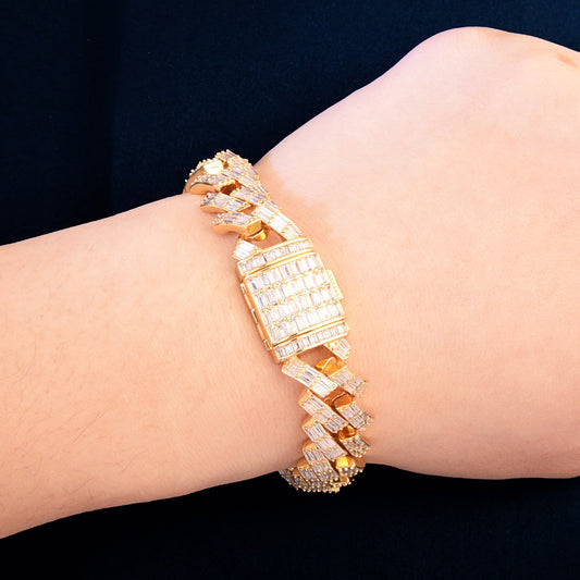 15mm Full Baguette Zircon Miami Cuban Bracelet